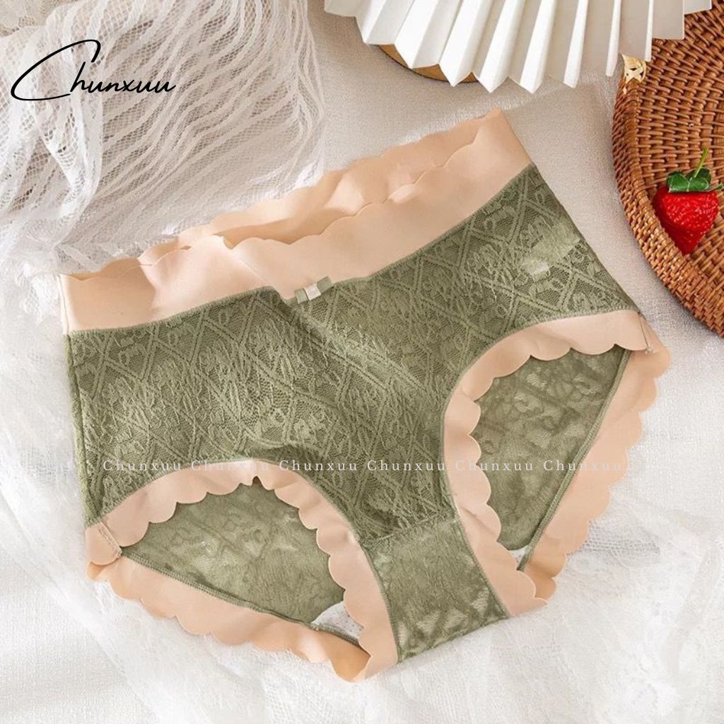 Quần lót nữ CHUNXUU ren gấm cao cấp sọc chéo tiểu thư phối viền su thông thoáng - QC103