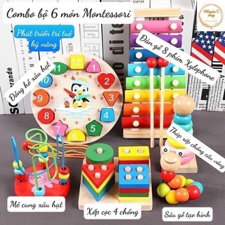 Combo 6 bộ đồ chơi gỗ ghép hình thông minh cho bé