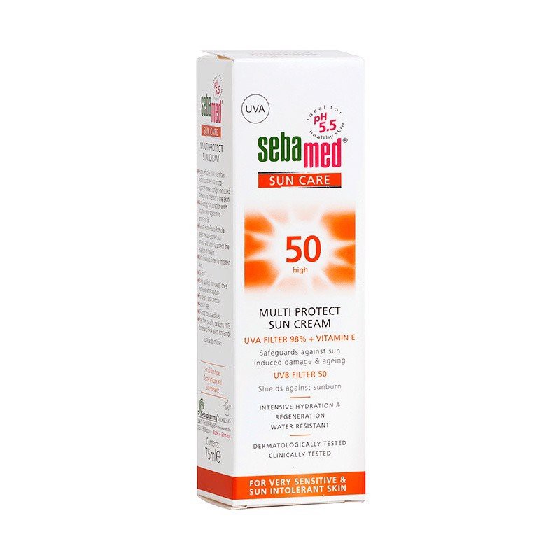Kem  chống nắng vật lý da nhạy cảm Sebamed Sun Care Multi Protect Sun Cream SPF 50+ Without perfume 10ml
