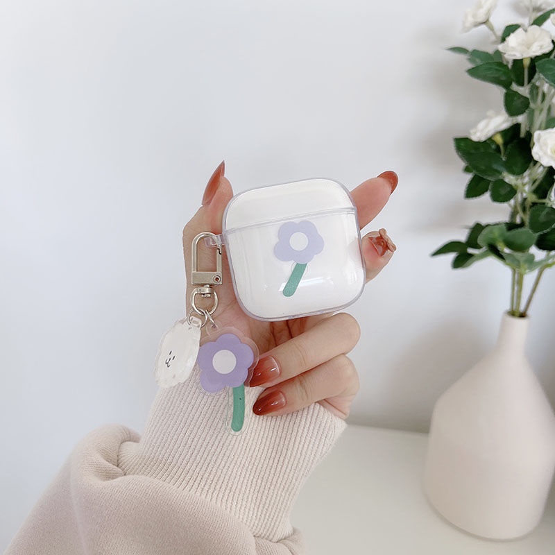 Vỏ Bảo Vệ Hộp Sạc Tai Nghe Bluetooth Xiaomi Redmi Buds 3 Bằng TPU Trong Suốt Họa Tiết Hoa Dễ Thương