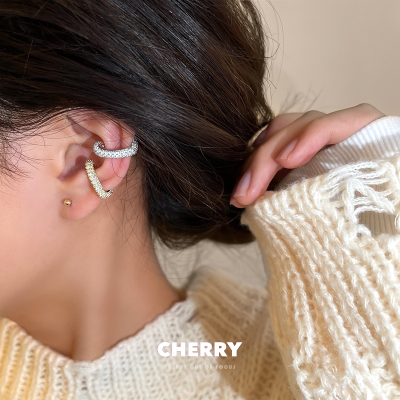 Khuyên Kẹp Vành Tai Hình Trái Tim Đính Đá zircon Phong Cách Hàn Quốc Tinh Tế Thời Trang Cao Cấp Cho Nữ