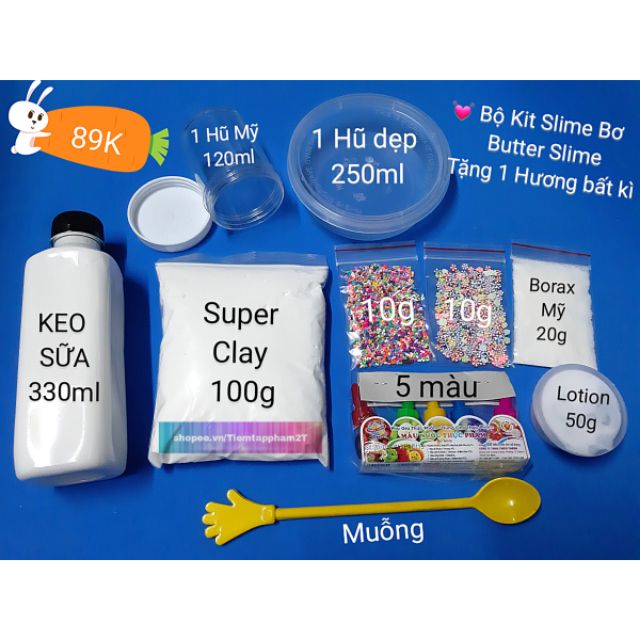 [ 89k ] Bộ Kit Slime Bơ /Butter Slime /10 món ( Tặng 1 Hương ngẫu nhiên )