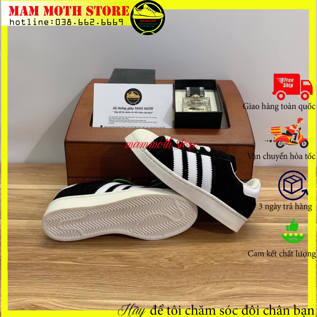 Giày supperstar,sneaker sò tem vang đen full box kèm combo quà tặng shop MAMMOTH