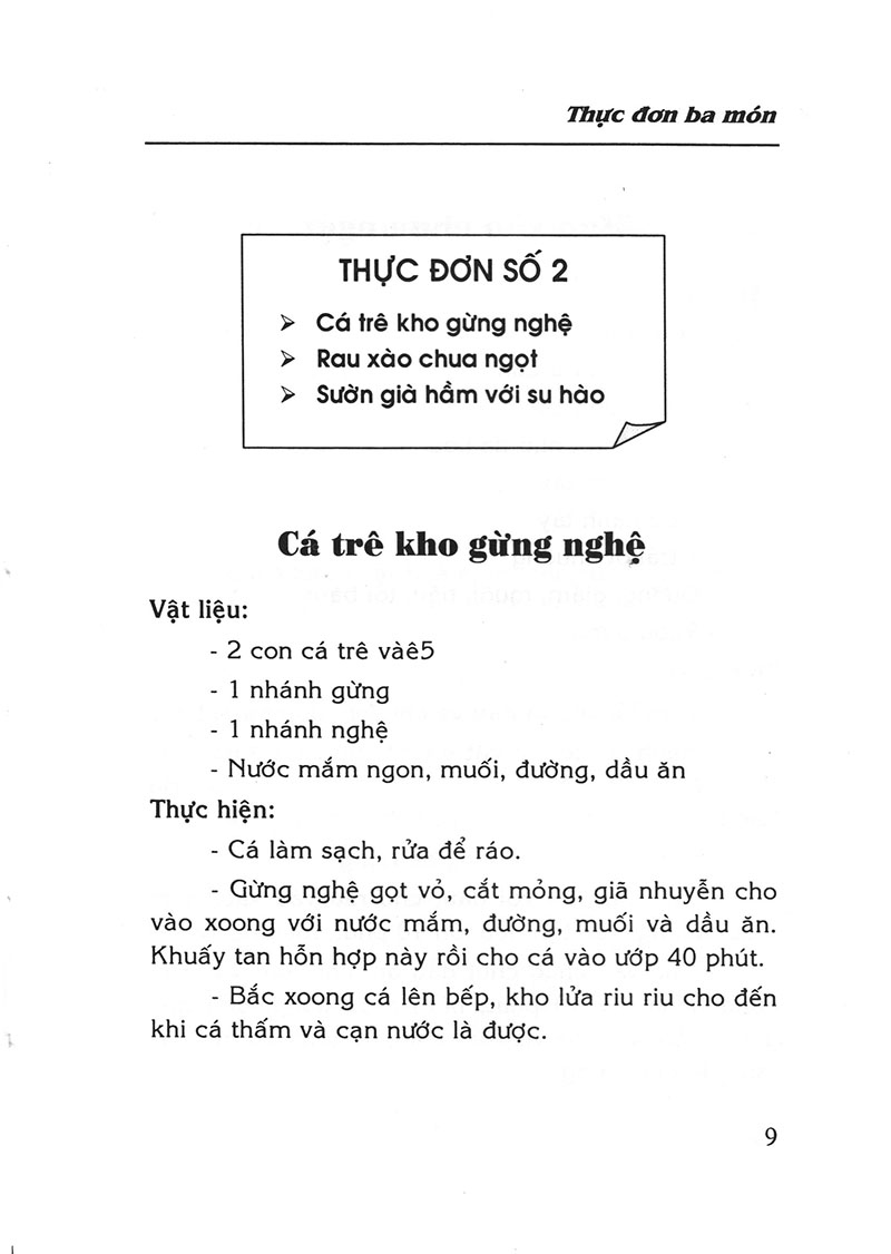 Sách Thực Đơn Ba Món