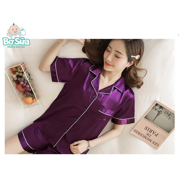 Bộ ngủ Pijama nữ cộc tay chất lụa - Đủ size M, L, XL | BigBuy360 - bigbuy360.vn