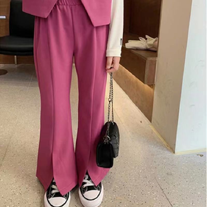 [Hàng Mới Về] Set Áo Khoác + Quần Ống Loe Xẻ Tà Phong Cách Phương Tây Thời Trang Mùa Thu Cho Bé Gái