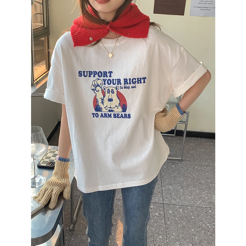 NRVP Áo Thun Nữ Tay Ngắn In Hình Phong Cách Hàn Quốc Thời Trang Mùa Hè 2022