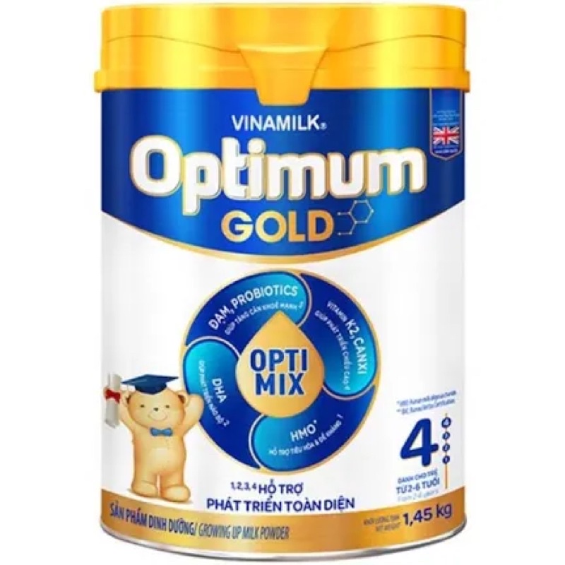 SỮA BỘT VINAMILK OPTIMUM GOLD 4 1.45KG (MẪU MỚI)