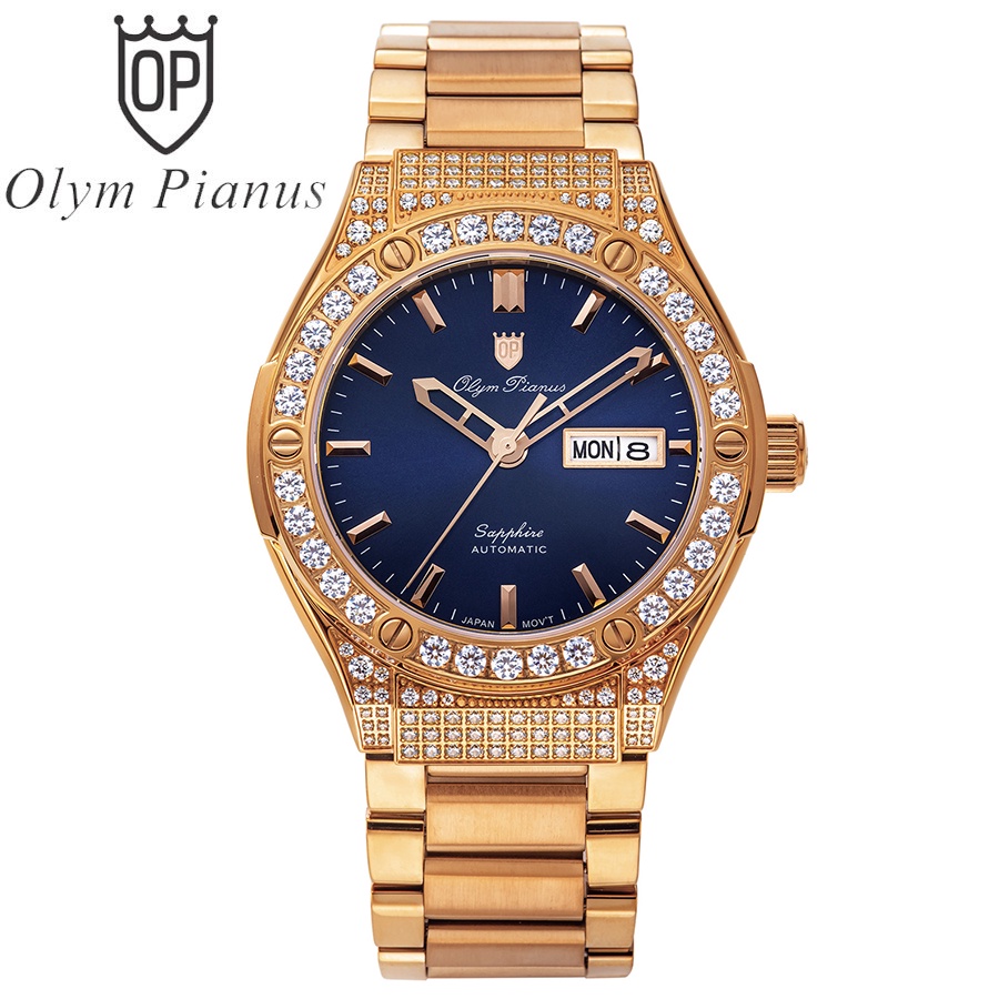 Đồng hồ nam dây kim loại chính hãng Olym Pianus OP990-45 OP990-45ADDGR xanh