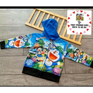 Áo khoác bé trai in hình đoremon,người nhện,người dơi đáng yêu, vải thun da cá dày dặn mềm mại,thoáng mát,chống nắng tốt