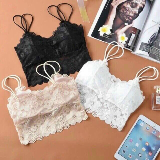 [Mã FAMAYWA2 giảm 10K đơn 50K] Áo bra ren hai dây croptop quyến rũ, freesize, có mút ngực - ABR35MN