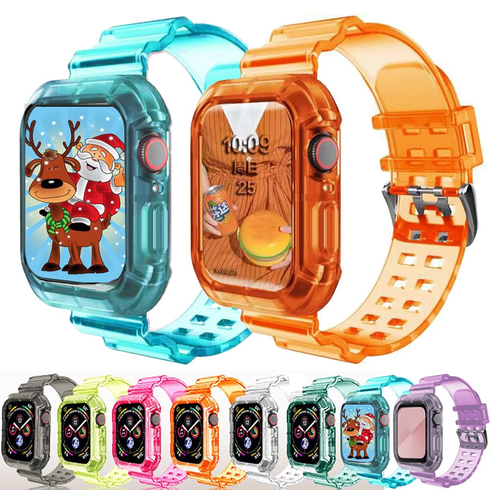 Dây Đeo Silicone Trong Suốt Cho Đồng Hồ Thông Minh Apple Watch Series 7 6 5 4 3 2 1 3