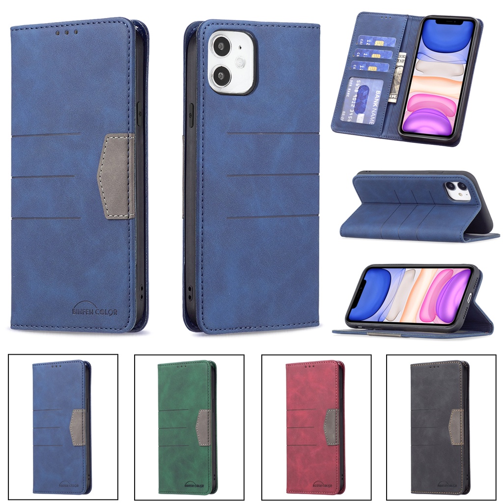 Bao da PU dạng ví đựng thẻ nắp lật kín từ tính có giá đỡ cao cấp cho iPhone 11 Pro Max SE 2020 X XS Max XR 8 7 Plus