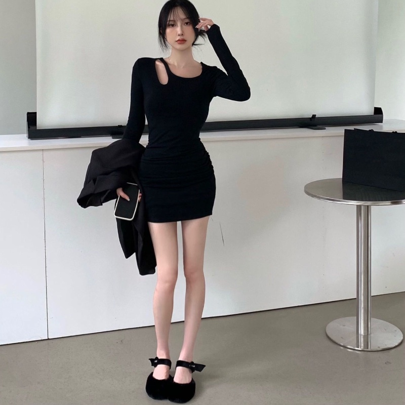 COZOK Đầm Tay Dài Dáng Ôm Thời Trang Quyến Rũ Cho Nữ