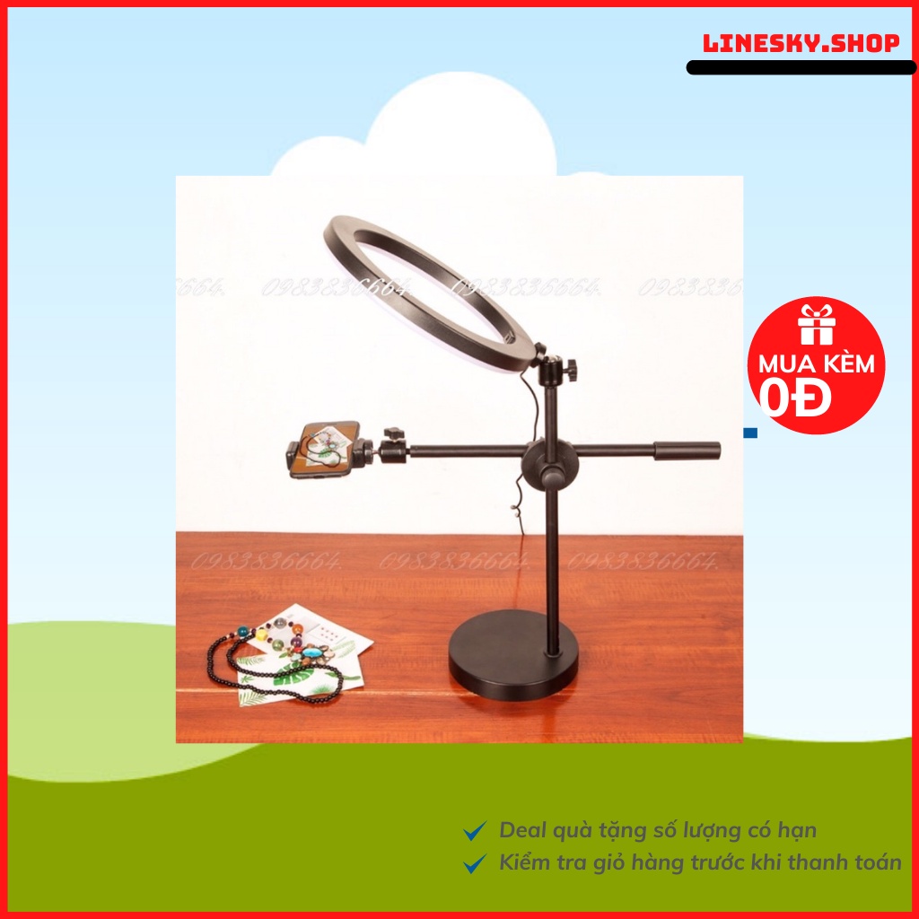 Bộ quay video review, 2 kẹp kèm giá đỡ điện thoại để bàn hàng chính hãng cao cấp