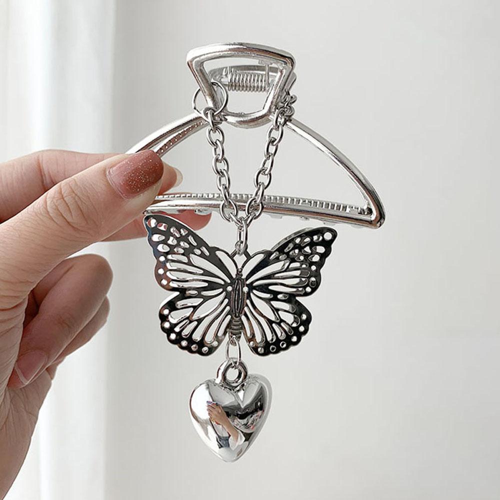 QQMALL Kẹp Tóc Hình Bướm Rỗng Phong Cách Vintage Thời Trang Cho Nữ