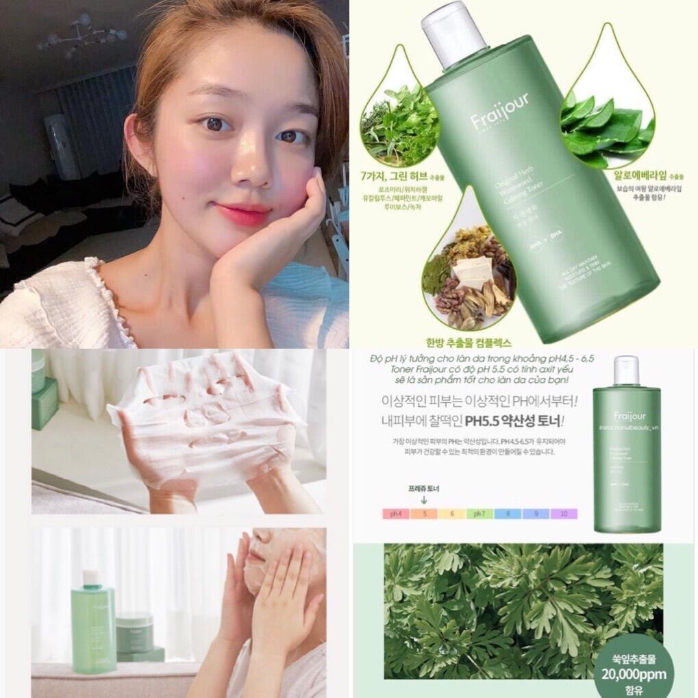 Nước hoa hồng ngải cứu thảo mộc Fraijour Original Herb Wormwood Calming Toner 500ml