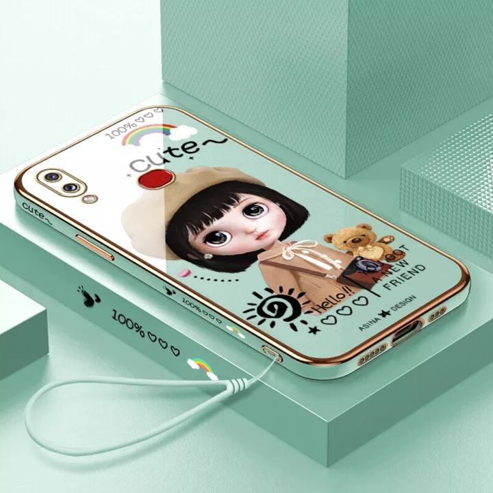 Ốp điện thoại QIANZI mạ viền họa tiết cô gái cho Samsung A32 4G A52 A72 4G Samsung A21S A20S A02S Samsung A10S A11 A10