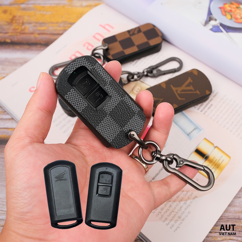 Bao da bảo vệ chìa khóa Honda Air Blade, Vario150, Lead, Vision 2 nút bấm, handmade