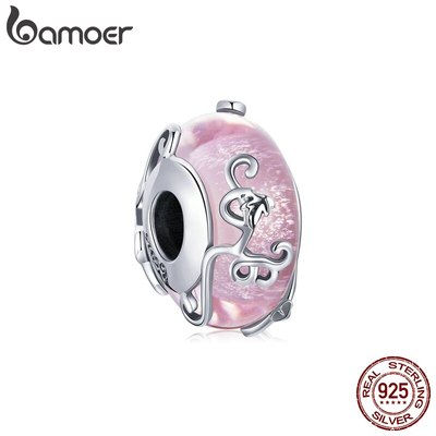 Hạt Xỏ Bamoer Bsc409 Bạc Thật 925 Thủy Tinh Hồng Sáng Bóng Chất Lượng Cao Làm Vòng Tay Trang Sức Thủ Công Cho Nữ