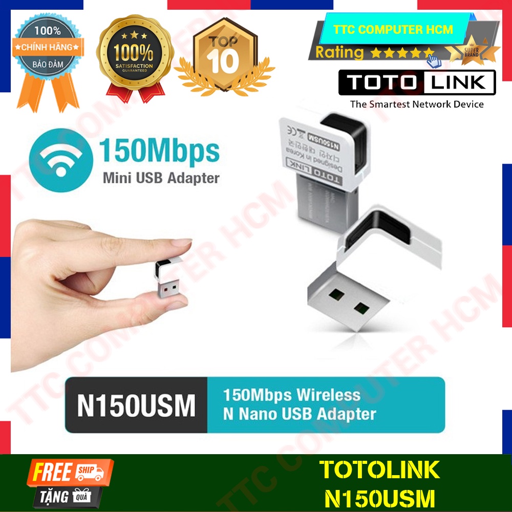 TOTOLINK N150USM | N150USM - USB Wi-Fi siêu nhỏ chuẩn N 150Mbps - HÀNG CHÍNH HÃNG TTC COPUTER HCM
