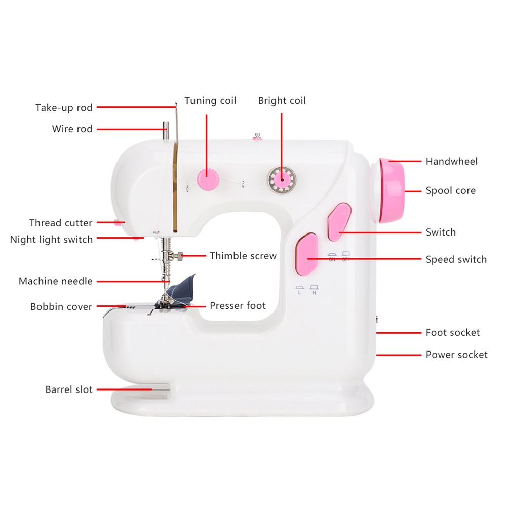 YAYALA Household Sewing Machine Electric Desktop Mini Metal Thick Upgrade US Plug 110-220v
