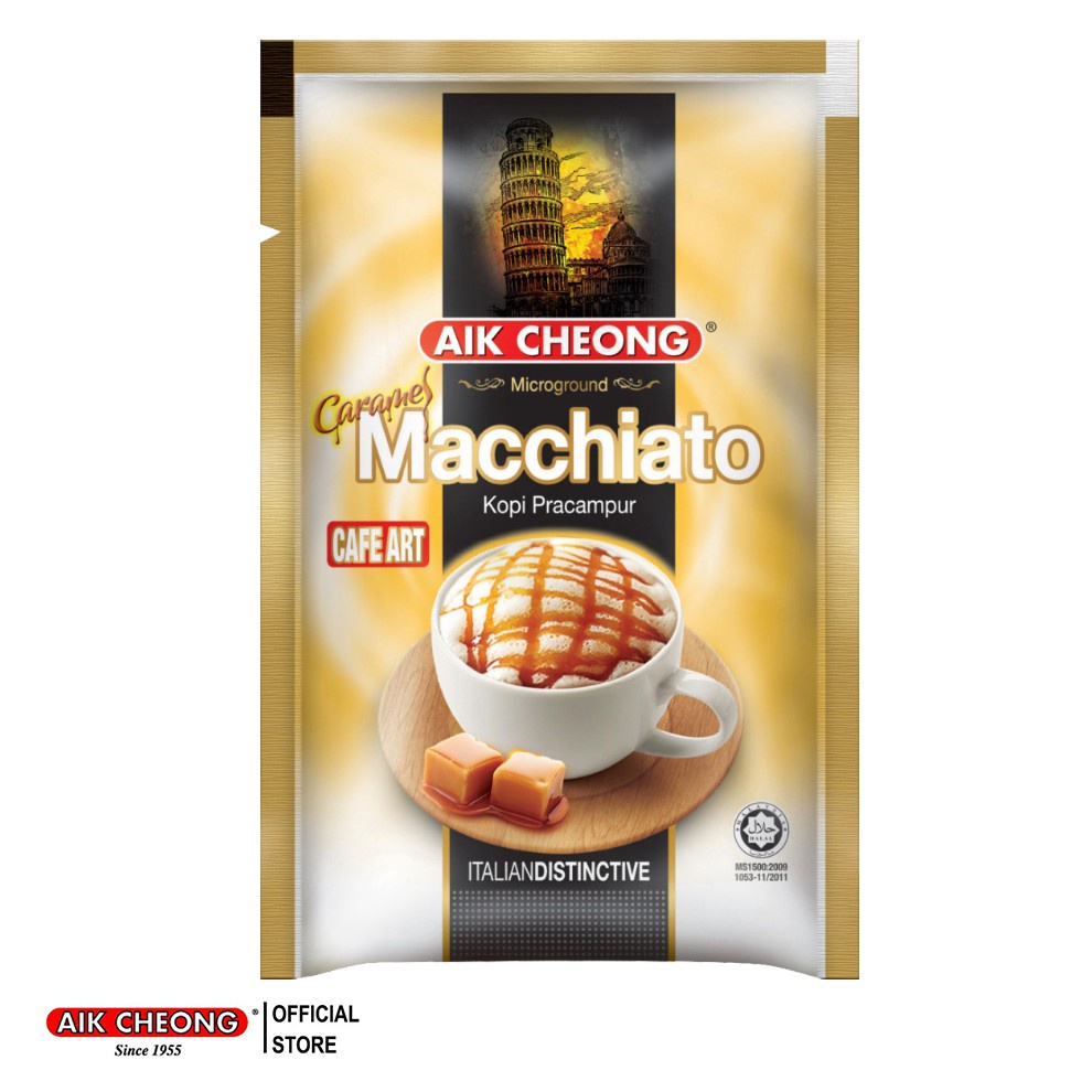 Cà Phê Macchiato Caramel Hòa Tan  Aik Cheong Malaysia 12 Gói x 25 Gam