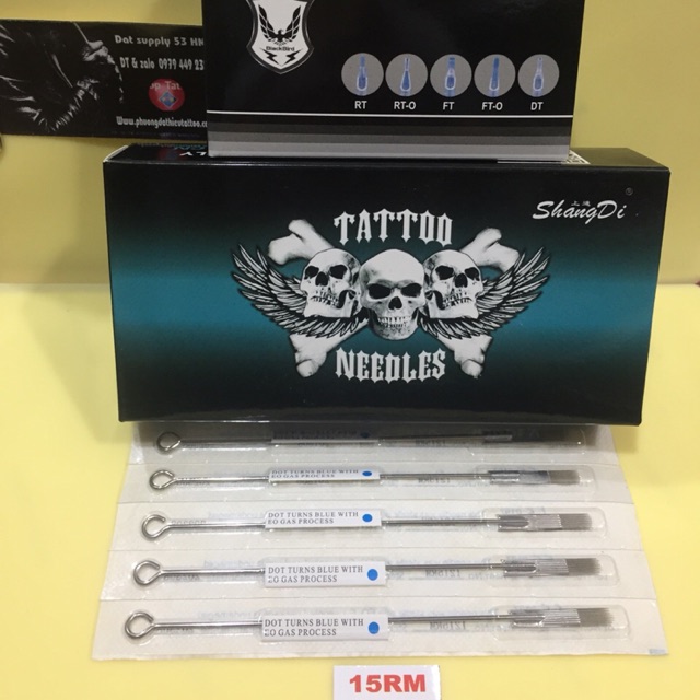 Kim xăm và ngòi tiệt trùng 15RM ngang đánh bóng .