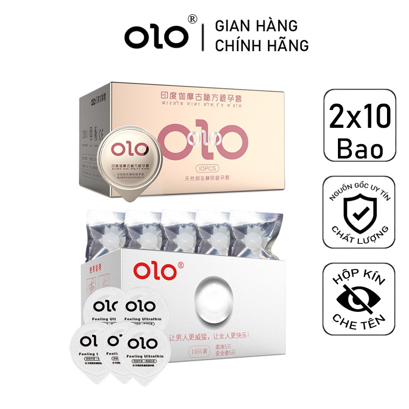 Bộ 2 Hộp BCS OLO Growth Bi và Bao Cao Su OLO Gamma Vàng Ấn Độ 20 BCS