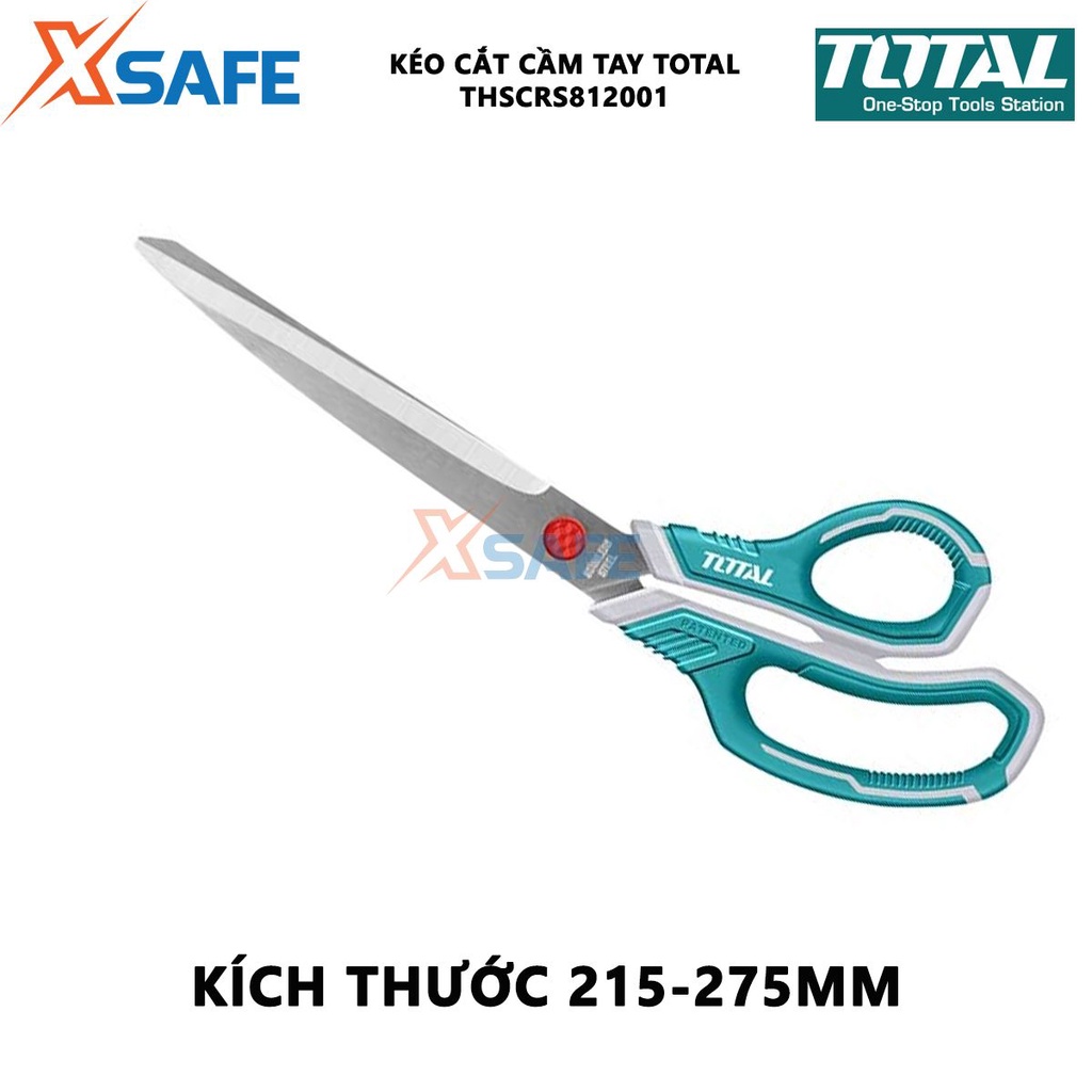 Kéo cắt giấy TOTAL chất liệu thép không gỉ, độ dày lưỡi cắt 2.5mm, tay cầm TOTAL kiểu dáng độc đáo - chính hãng