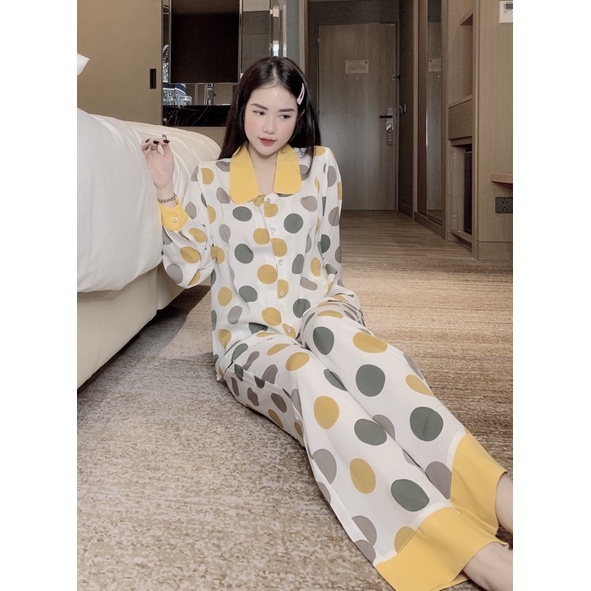 Đồ Bộ Pijama Nữ Lụa Mango Cao Cấp,Tay Dài Quần Dài,Mềm Mượt