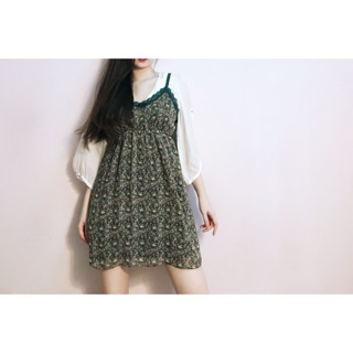 Đầm 2 dây ren voan hoa nhí