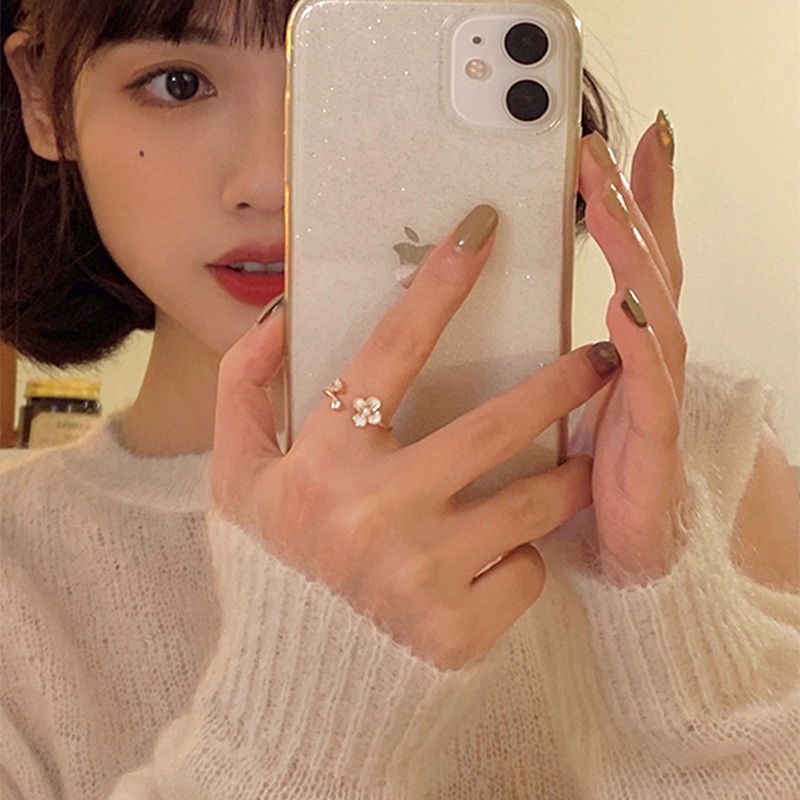 Nhẫn Dạng Mở Hình Hoa Đào Đính Đá Thời Trang Cho Nữ