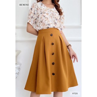 Váy xòe đính nút dọc BEMINE VT25NAU