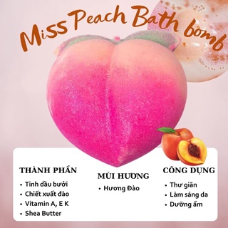 Miss Peach Bubble Bomb, Bom Tắm Quả Đào Ngọt Ngào, Viên Sủi Bồn Tắm Đào Mùi Hương ấm quyến rũ, ngọt ngào - Viên 160g