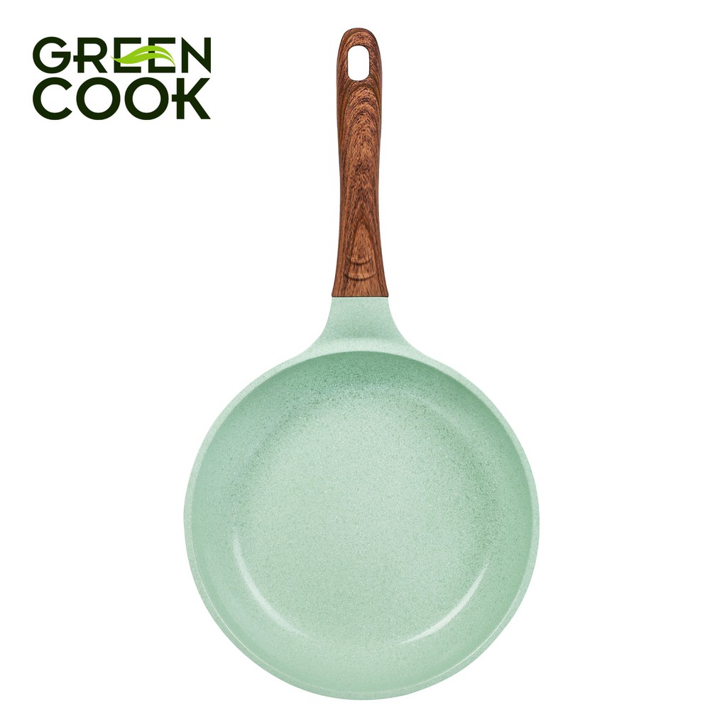 Bộ 2 chảo đúc đáy từ chống dính men đá ceramic xanh ngọc Green Cook GCP06 công nghệ Hàn Quốc sản xuất tại Việt Nam