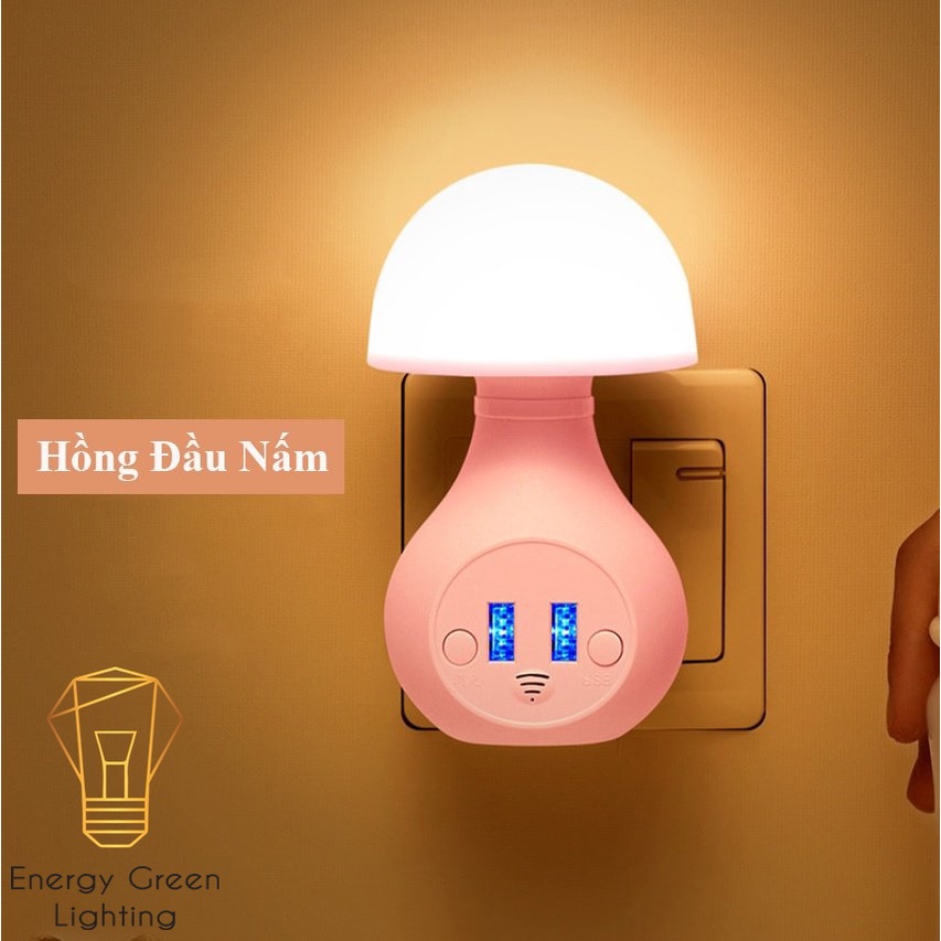Đèn Ngủ Cắm Điện Kiêm Ổ Cắm USB Energy Green Lighting - 3 Chế Độ Ánh Sáng - Ánh Sáng Bảo Vệ Mắt - Nhiều Mẫu