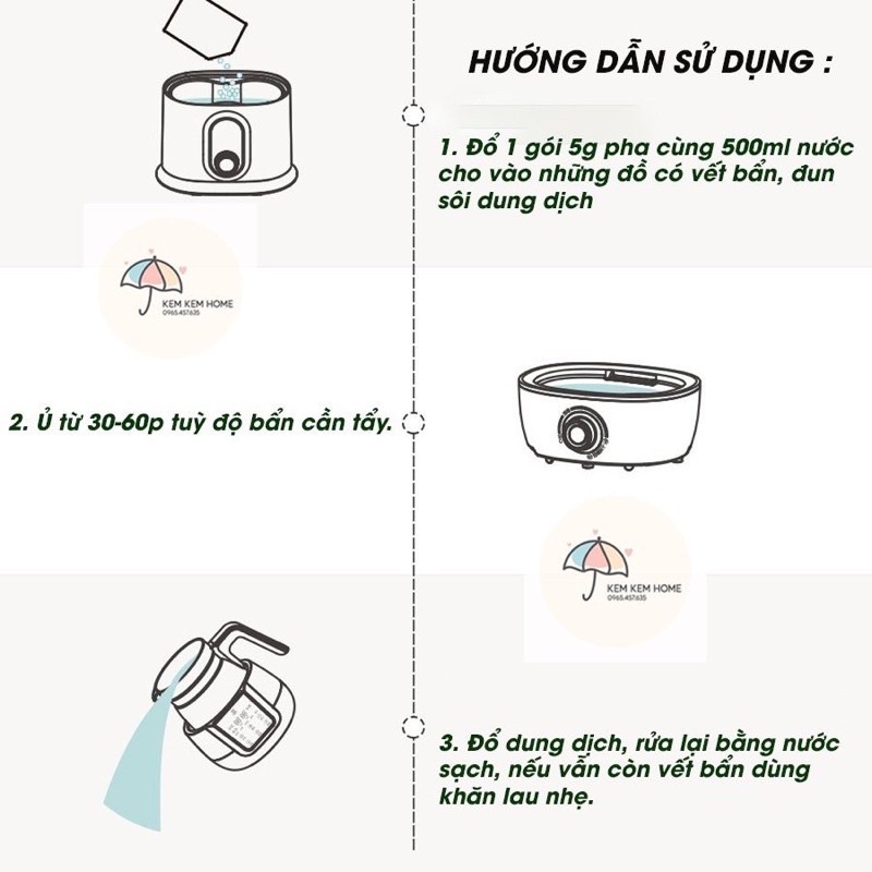 Bột tẩy cặn bình đun nước, máy tiệt trùng hơi nước
