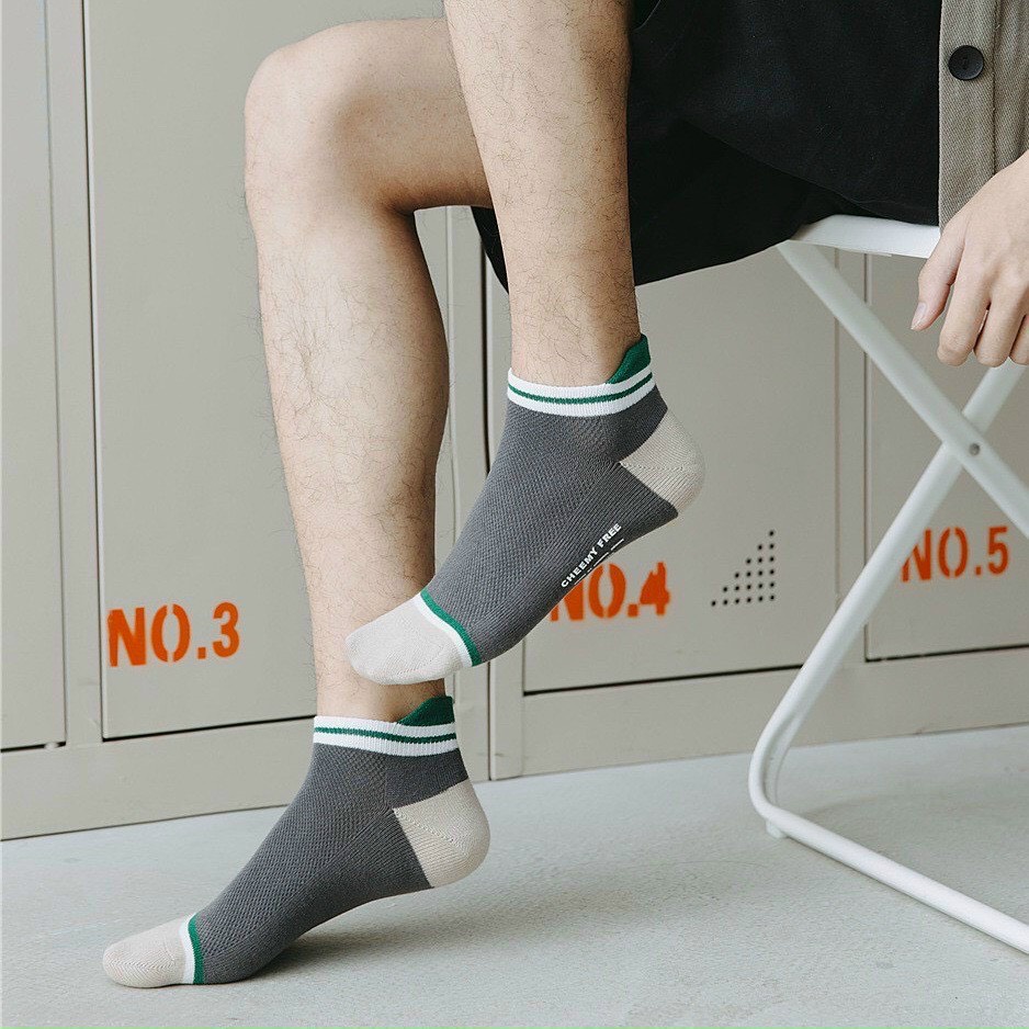 Combo5-10 Tất nam cổ ngắn, thấm hút mồ hôi, thoáng khí chống hôi chân, kiểu dáng trẻ trung năng động