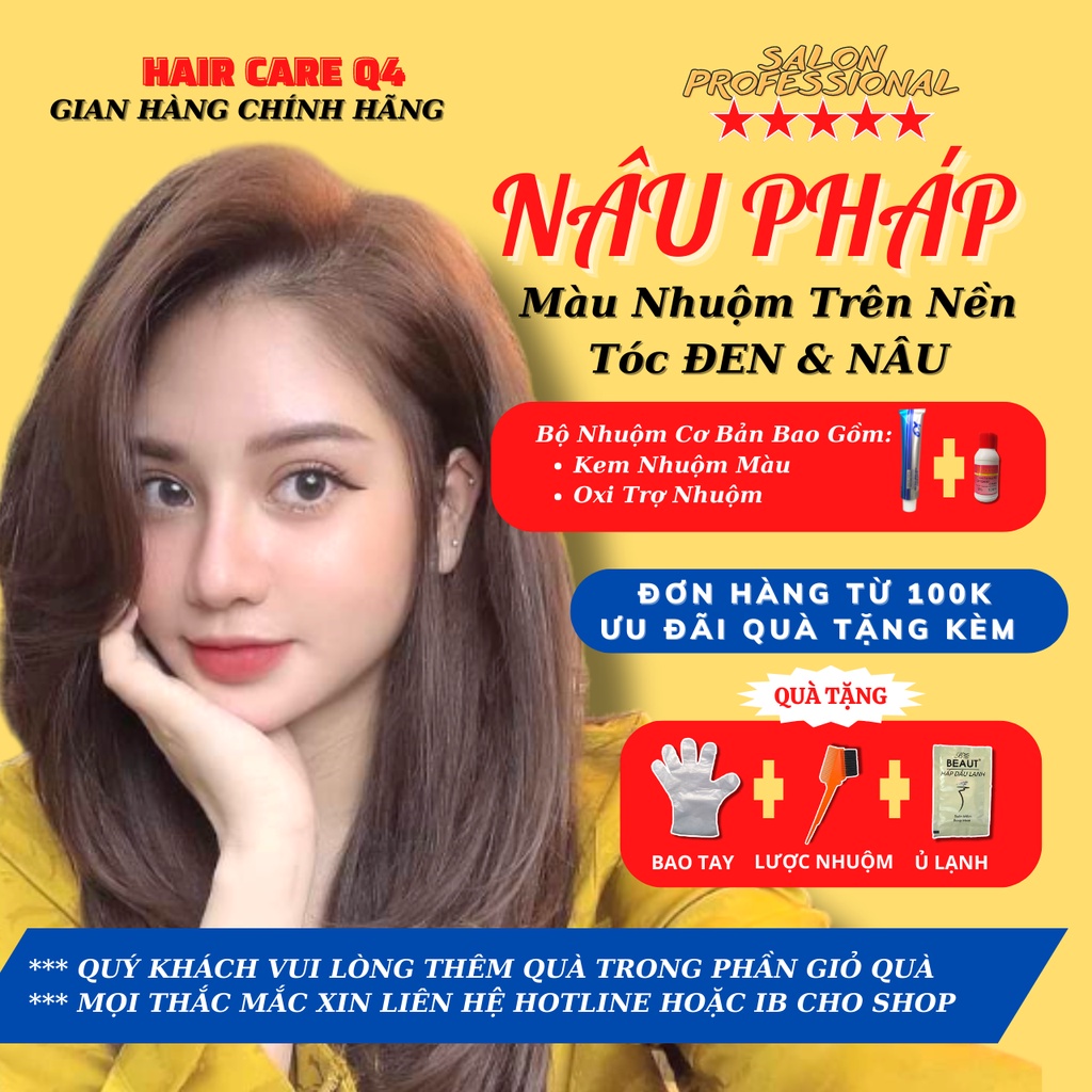 Thuốc Nhuộm Tóc Màu Nâu Cam Không Tẩy - Hair Care Q4