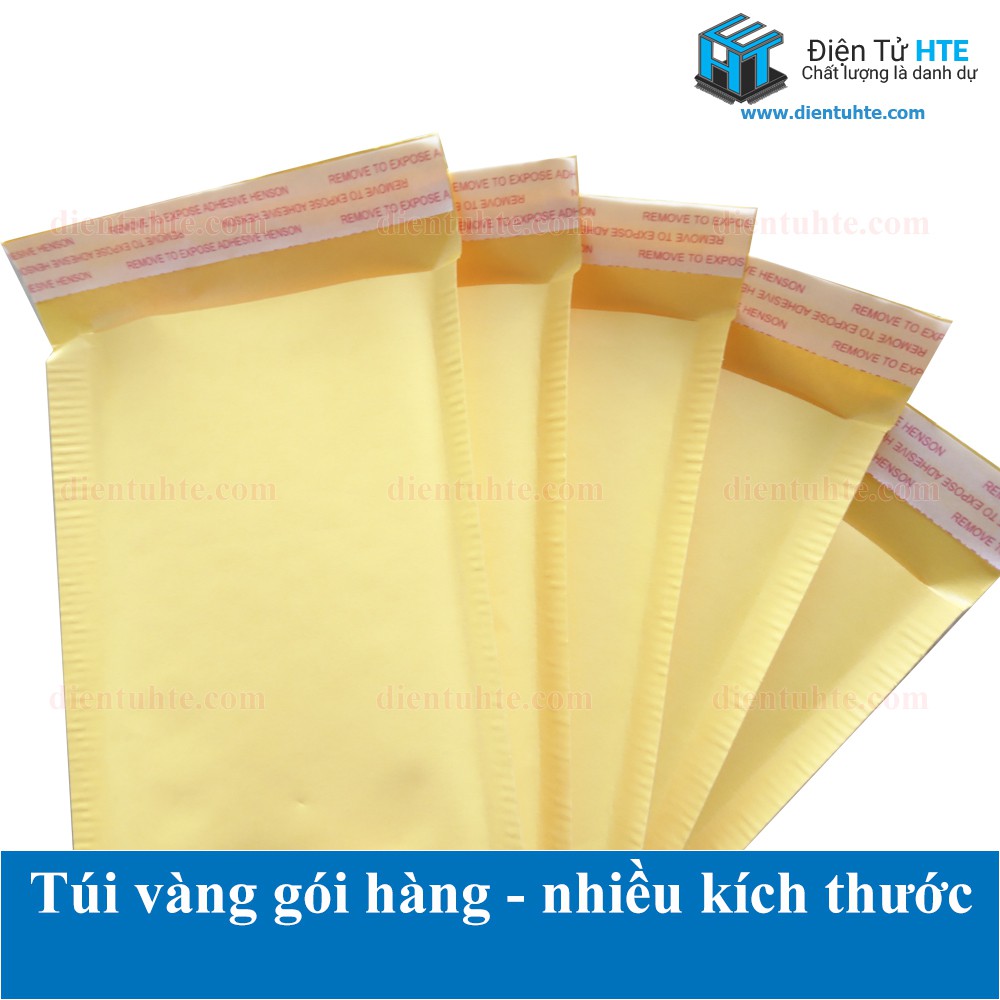 Túi gói hàng chống sốc màu vàng, sẵn băng keo, nhiều kích thước