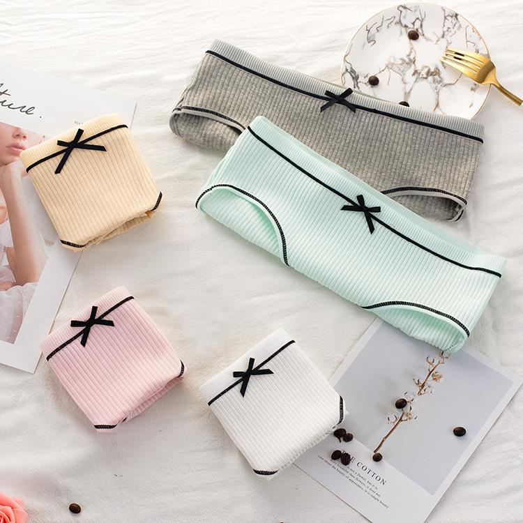 Quần Lót Nữ Cotton Dệt Kim - Quần Chip Nữ kháng khuẩn thoáng mát tôn vòng 3 gợi cảm - QL GÂN TĂM ĐÍNH NƠ