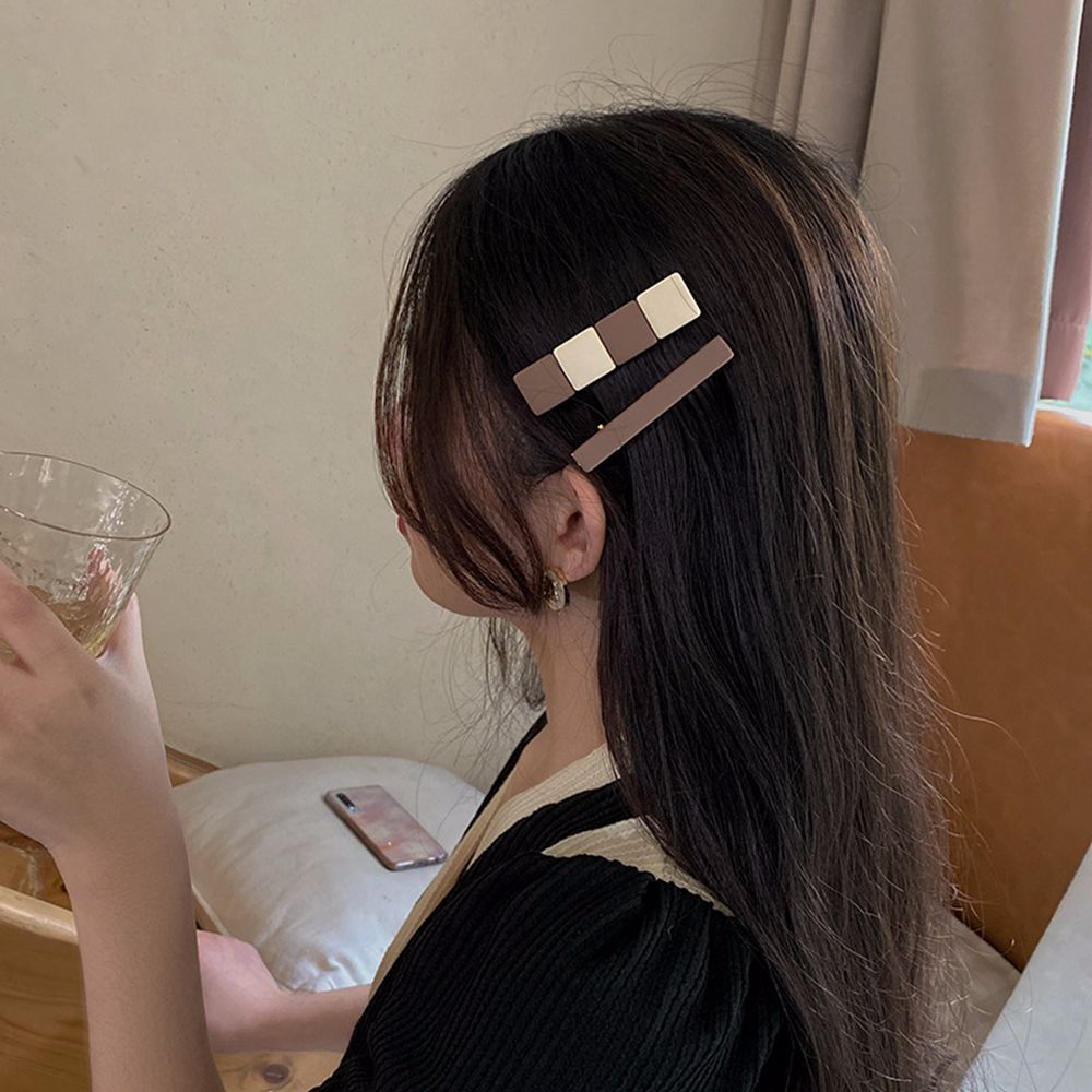 Kẹp Tóc Nhựa Resin Hình Tròn / Chữ Nhật Nhiều Màu Sắc Dễ Thương Phong Cách Hàn Quốc Cho Nữ