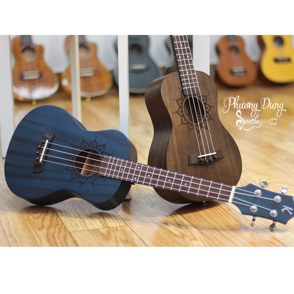 Đàn Ukulele Gỗ chính hãng Kaysen size Concert  - Màu Xanh Đen - Blue