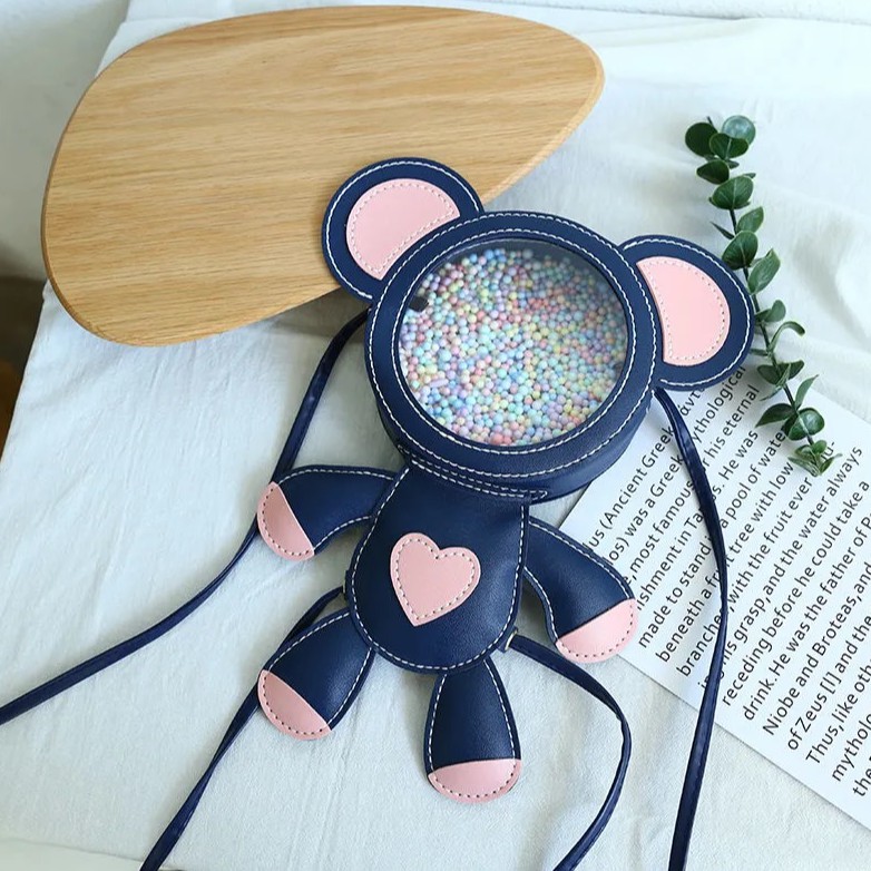 Túi tự làm bằng tay nữ chất liệu tự làm túi gấu một bên đeo chéo ba lô trong suốt