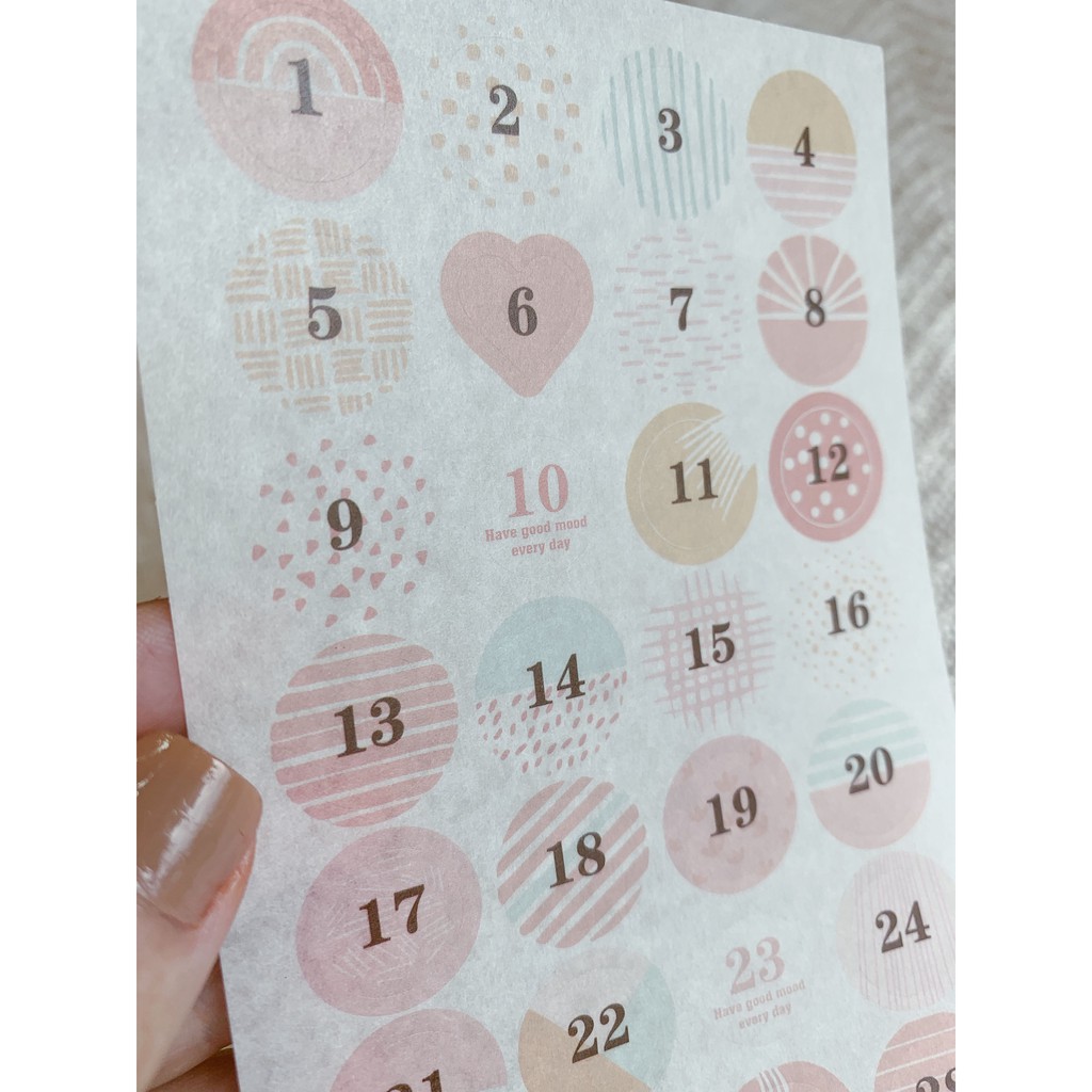 Set Sticker Số ngày 1- 31