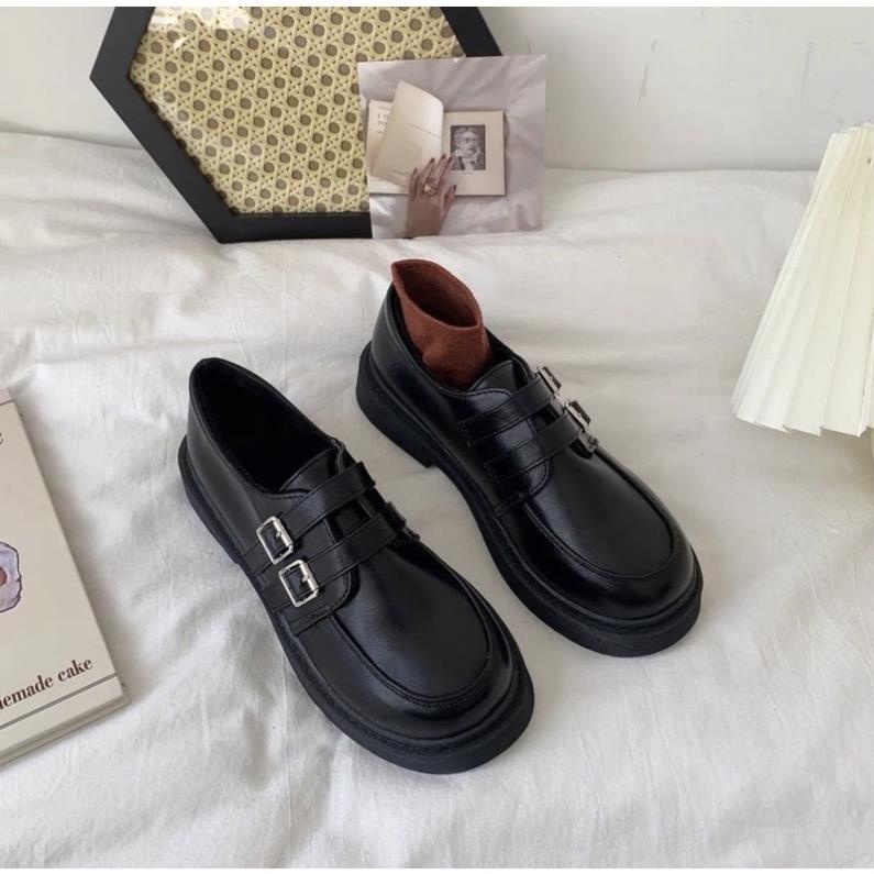ViP Giày loafer da PU có quai cài dáng Dr Martens dễ thương ulzzang Hàn Quốc Yannie Lolita