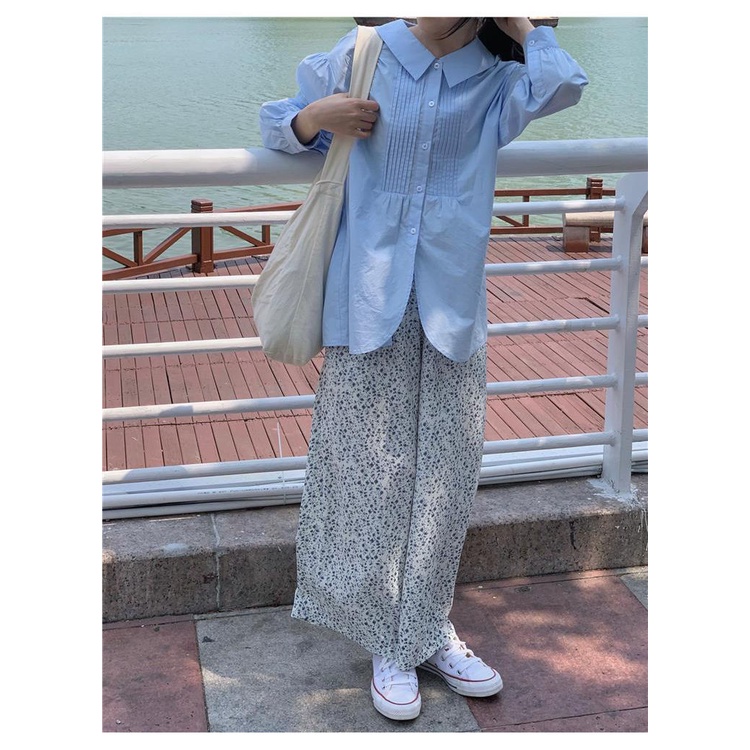 Quần Dài Lưng Cao Ống Rộng Họa Tiết Hoa Thời Trang Mùa Hè Cho Nữ