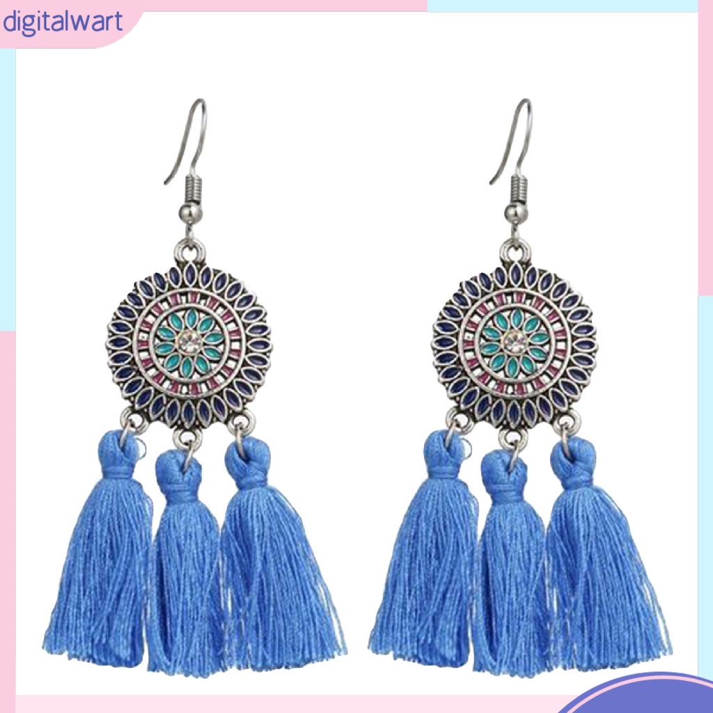 Đôi khuyên tai hợp kim hình hoa hướng dương phối tua rua thời trang cho nữ