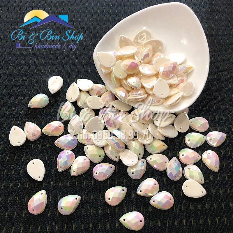 Đá Kết Giọt Nước Màu Kem Sữa Cừ Đính Kết Trang Phục, Làm Vương Miện, Phụ Kiện Thời Trang